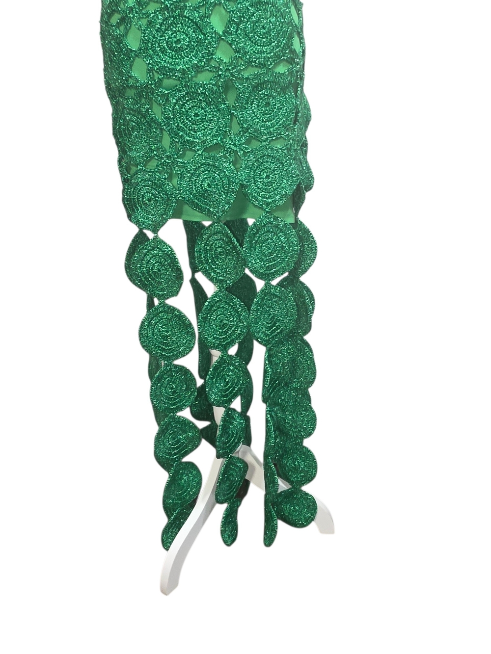 Simon Miller Beep Beep Dress Gummy Green Crochet Halter Fringe Midi Festival Y2K - Picture 10 of 12